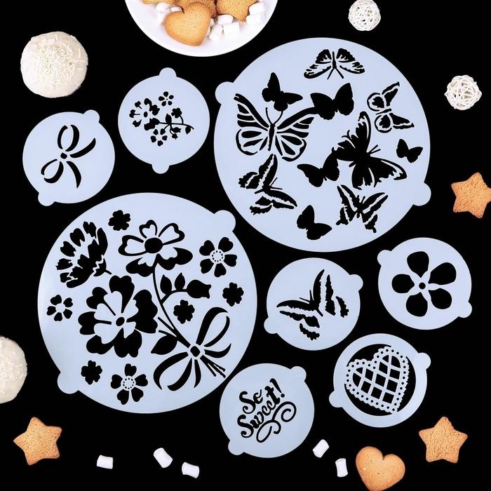 Набор кондитерских трафаретов для украшения выпечки «Букет», 8 шт: 2 шт d=20 см, 6 шт d=8 см Набор кондитерских трафаретов для украшения выпечки «Букет», 8 шт: 2 шт d=20 см, 6 шт d=8 см