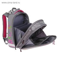 Рюкзак каркасный школьный 36 х 28 х 16 см, эргономичная спинка, Stavia "Мишка", серый