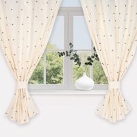 Комплект штор для кухни Доляна "Пчёлки", 150х180 см - 2 шт,  рогожка 164 г/м2, 100% хл