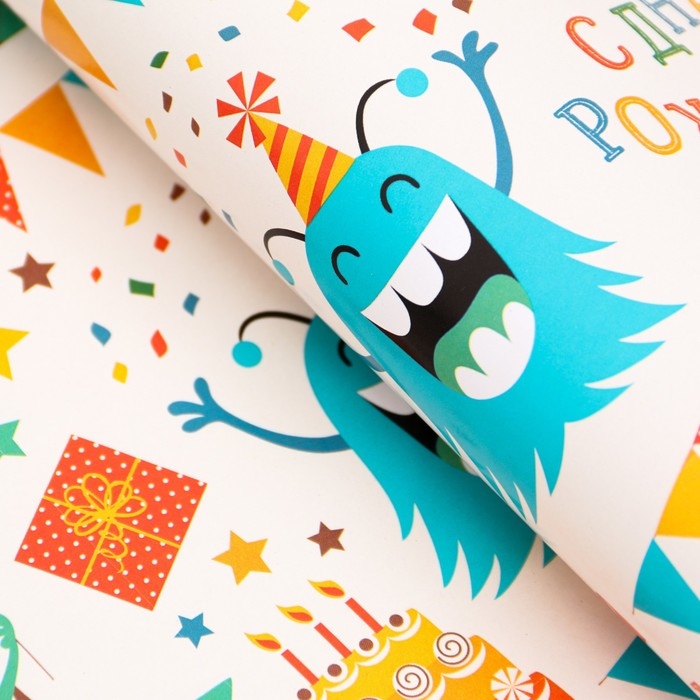 Бумага упаковочная глянцевая «Динозаврик», 70 × 100 см , 1 шт. Бумага упаковочная глянцевая «Динозаврик», 70 × 100 см , 1 шт.