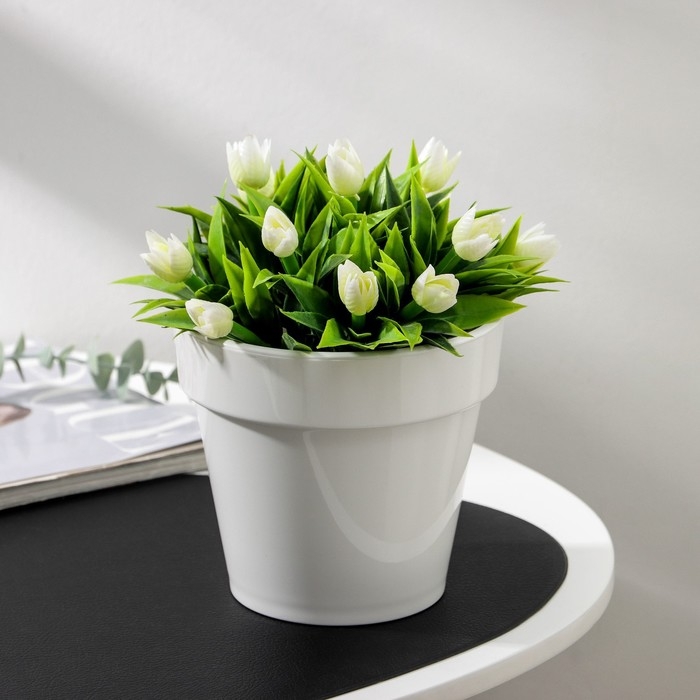 Кашпо для цветов со вставкой &laquo;Порто&raquo;, 1 л, цвет белый