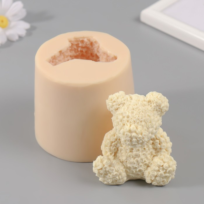 Молд силиконовый "Мишка из роз" 7,х5,3х8 см МИКС