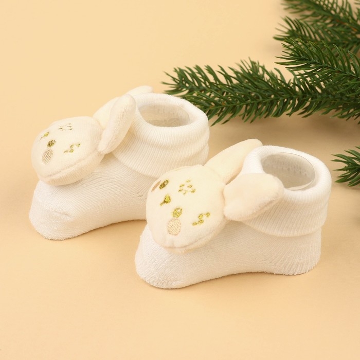 Подарочный набор новогодний: браслетики - погремушки и носочки - погремушки на ножки &laquo;Малыши&raquo;, цвет бежевый