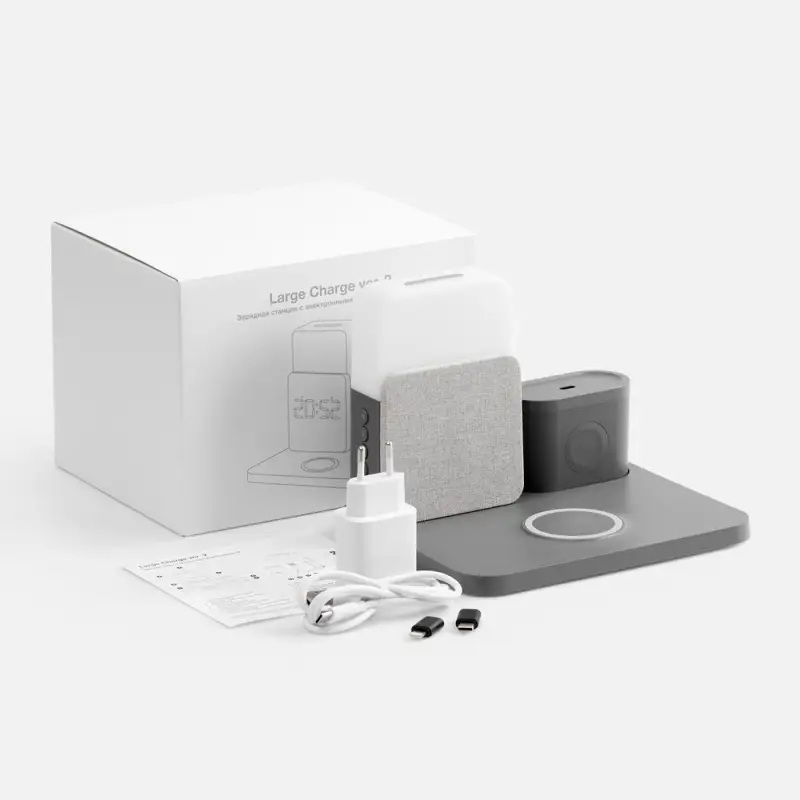 Зарядная станция с часами и подсветкой Large Charge ver.2, серая