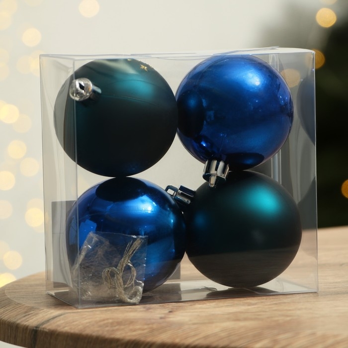 Шары ёлочные новогодние «Чудеса рядом!», на Новый год, пластик, d=6, 4 шт., цвет синий с золотом Шары ёлочные новогодние «Чудеса рядом!», на Новый год, пластик, d=6, 4 шт., цвет синий с золотом