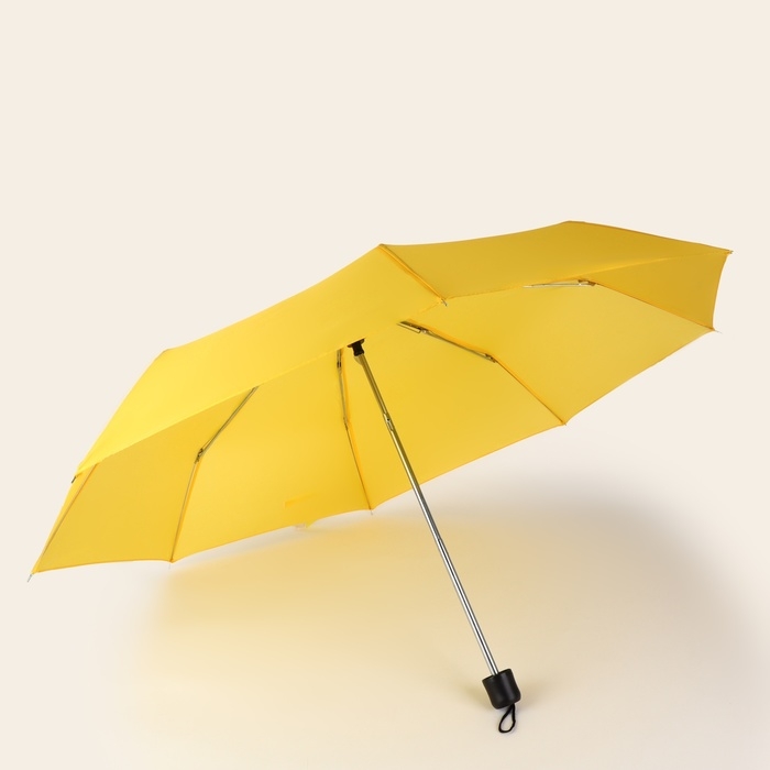 Зонт механический &laquo;Однотонный&raquo;, 3 сложения, 8 спиц, R = 48 см, цвет жёлтый