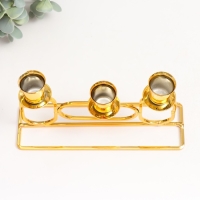 Подсвечник металл на 3 свечи "Овалы" d=2,3 см золото 5,8х20х11,5 см