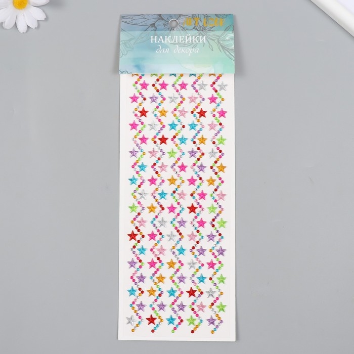 Наклейка стразы Наклейка стразы "Зигзаг и звёзды" МИКС 31,5х11 см