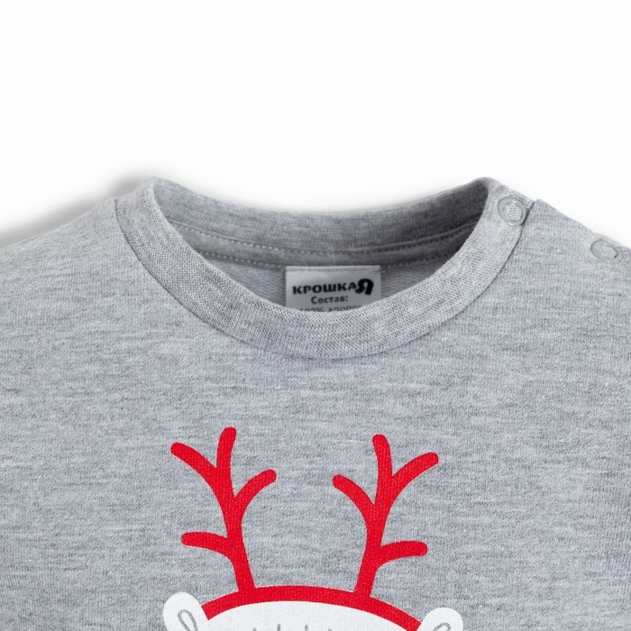 Комплект: джемпер и брюки Крошка Я "Merry Xmas", рост 74-80 см, цвет серый