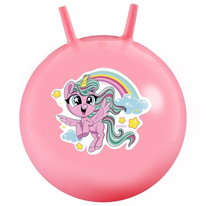 Мяч-прыгун с рожками ZABIAKA &laquo;Единорожка&raquo;, d=55 см, 480 г, цвет розовый