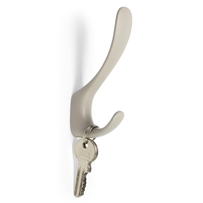 Крючок мебельный CAPPIO HEEL LIGHT, двухрожковый, лунный серый