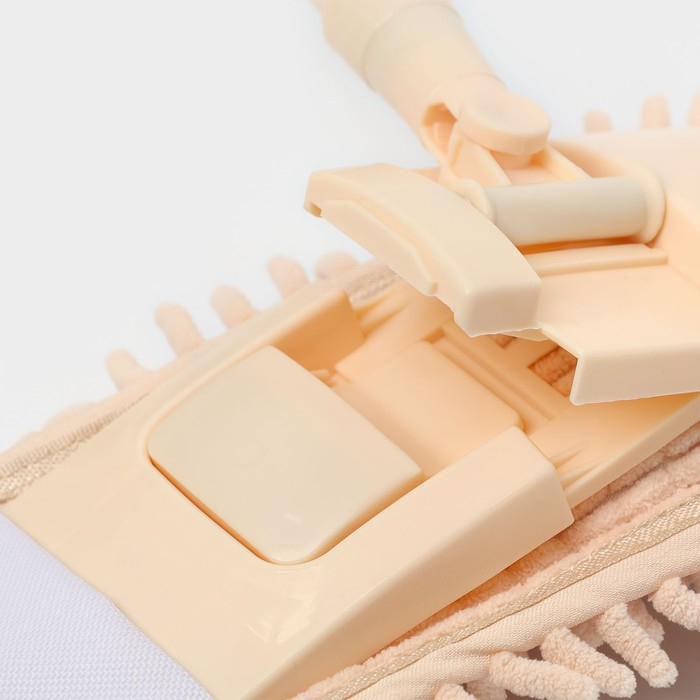 Швабра для мытья пола плоская Доляна, насадка букля 42&times;12 см, металлическая ручка 124 см