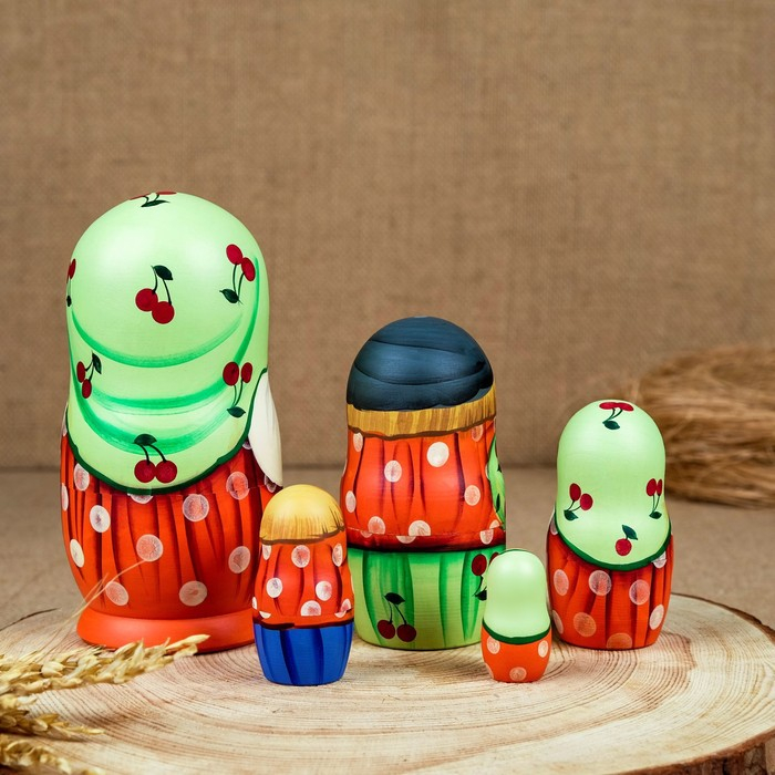 Матрёшка &laquo;Мордашка&raquo;, самовар, 5 кукольная, люкс