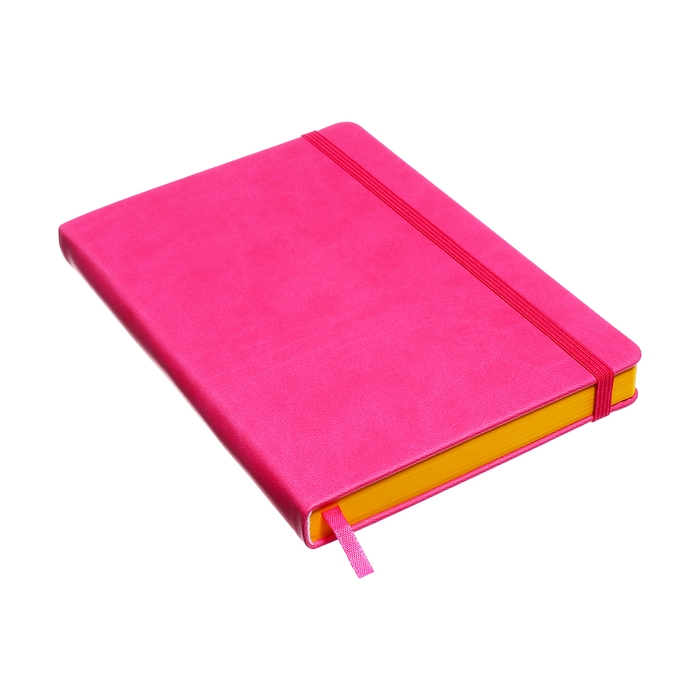Ежедневник недатированный A5, 140л, клетка, кожзам, на резинке, желтый срез, Фуксия Ежедневник недатированный A5, 140л, клетка, кожзам, на резинке, желтый срез, Фуксия