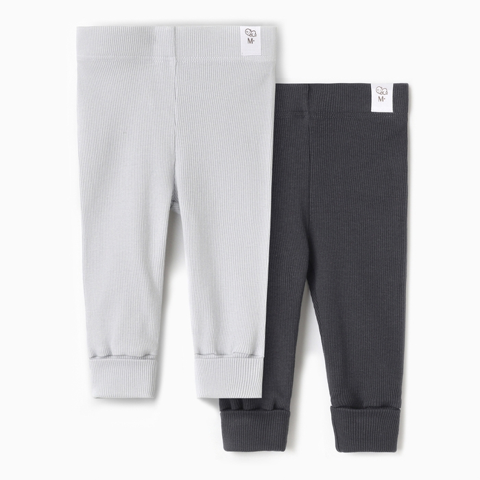Комплект леггинсов детских MINAKU: Basic Line BABY, цвет светло-серый/графитовый, рост 62-68 1030348