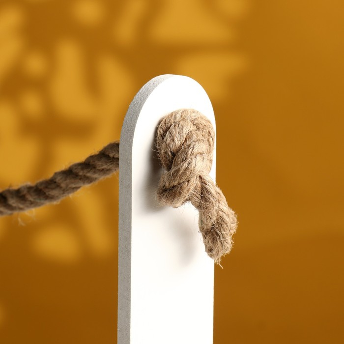 Кашпо деревянное 25.5&times;15&times;30 см "Аром", ручка канат, белое