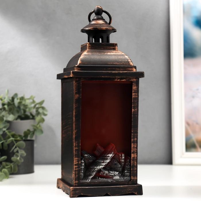 Ночник Ночник "Камин" LED от батареек 3хААА черный с золотой патиной 13,х13х34 см RISALUX