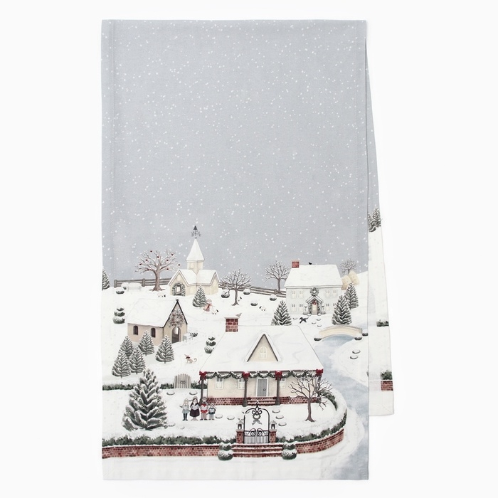 Новый год.Дорожка Этель "Зимняя деревушка" 30х70 см, 100% хл, саржа 190 г/м2