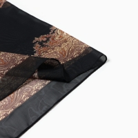 Шарф текстильный женский, черный/бежевый, р-р 50*160 Шарф текстильный женский, черный/бежевый, р-р 50*160