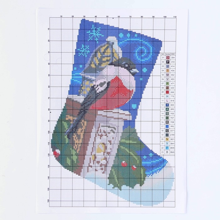 Вышивка крестиком на Новый год. Набор для вышивания носка &laquo;Снегири&raquo;