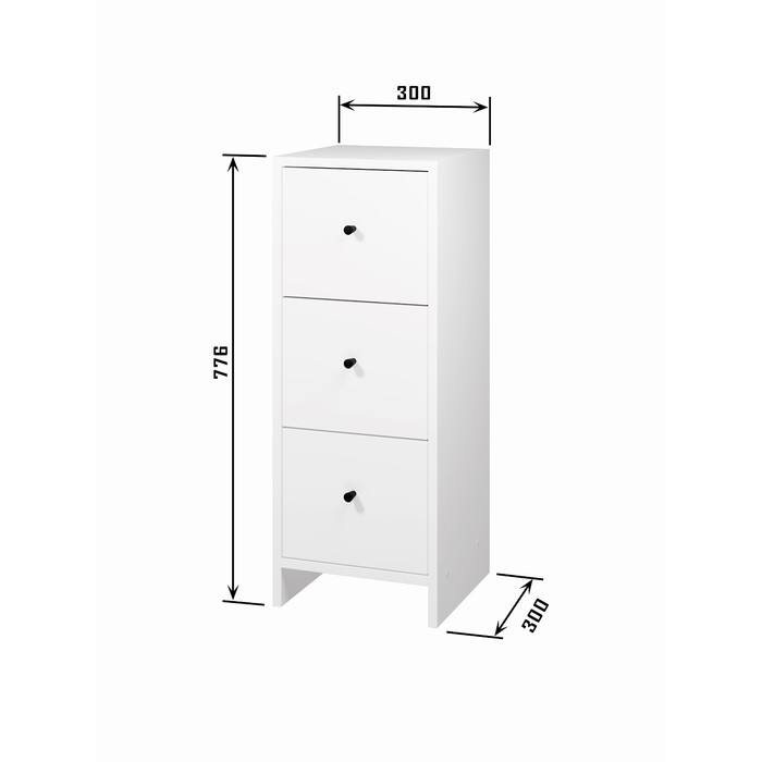 Комод 3Я-300, 300х300х776, Квадро/Белый