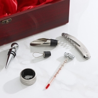 Набор для вина Доляна &laquo;Ла-Манш&raquo;, 6 предметов: кейс для бутылки, каплеуловитель, кольцо, штопор, термометр, пробка