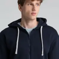 Толстовка на молнии с капюшоном Unit Siverga Heavy темно-синяя, размер XS