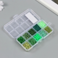 Бисер стекло 2/0, 6/0, 8/0, 12/0 в шкатулке "Зелёный" стеклярус 12,5х6,5х2 см Бисер стекло 2/0, 6/0, 8/0, 12/0 в шкатулке "Зелёный" стеклярус 12,5х6,5х2 см