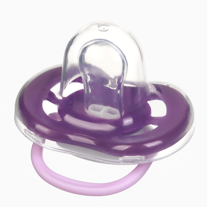 Набор: Соска - пустышка с держателем &laquo;Пингвинчик&raquo;, анатомическая +6 мес, цвет фиолетовый