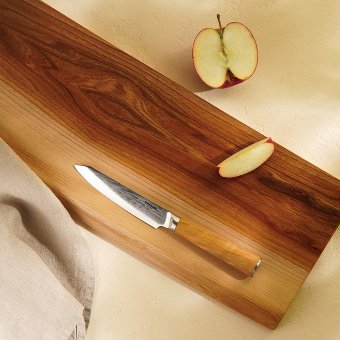 Нож кухонный SL Home &laquo;Оливия&raquo;, универсальный, лезвие 12,7 см, дамасская сталь, цвет коричневый