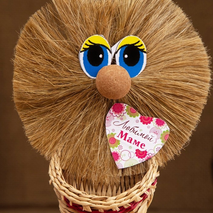 Оберег домовёнок на лаптях "Любимой Маме", 13 см, лён, микс