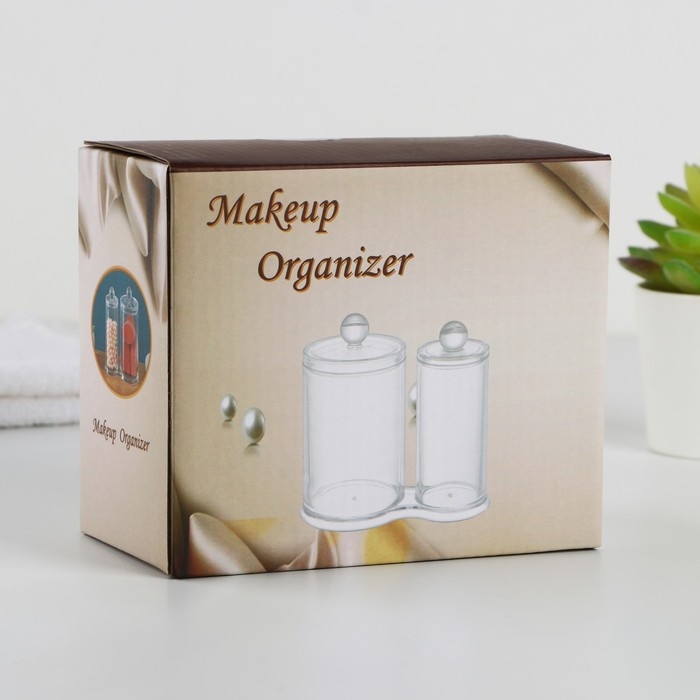 Органайзер для хранения ватных палочек и дисков &laquo;Ты прекрасна&raquo;, 13,5 х 14 см, прозрачный