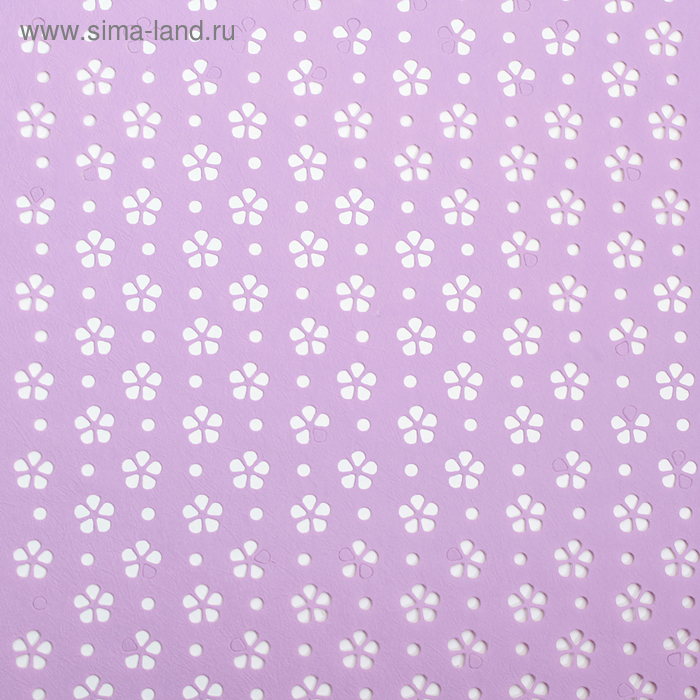 Фетр ламинированный с перфорацией "Цветочки", сиреневый, 57 см х 5 м