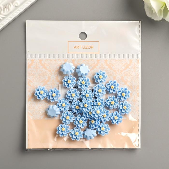 Декор для творчества пластик Декор для творчества пластик "Голубые пионы", набор 30 шт. 1х1 см