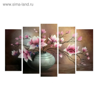 Картина модульная на подрамнике "Цветы в вазе"  2шт-25*71; 2шт-25*63; 1шт-25*80  125*80 см