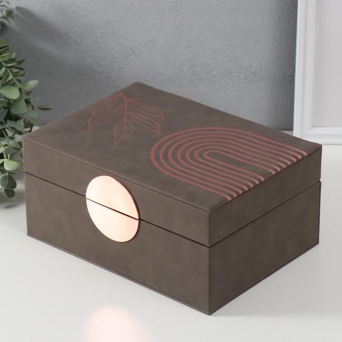 Шкатулка кожзам для украшений "Веточка. Радуга" коричневый 18х24,5х11 см