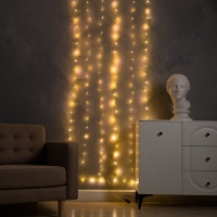 Гирлянда &laquo;Звёздное небо&raquo; 1 &times; 5 м роса, IP44, УМС, серебристая нить, 300 LED, свечение тёплое белое