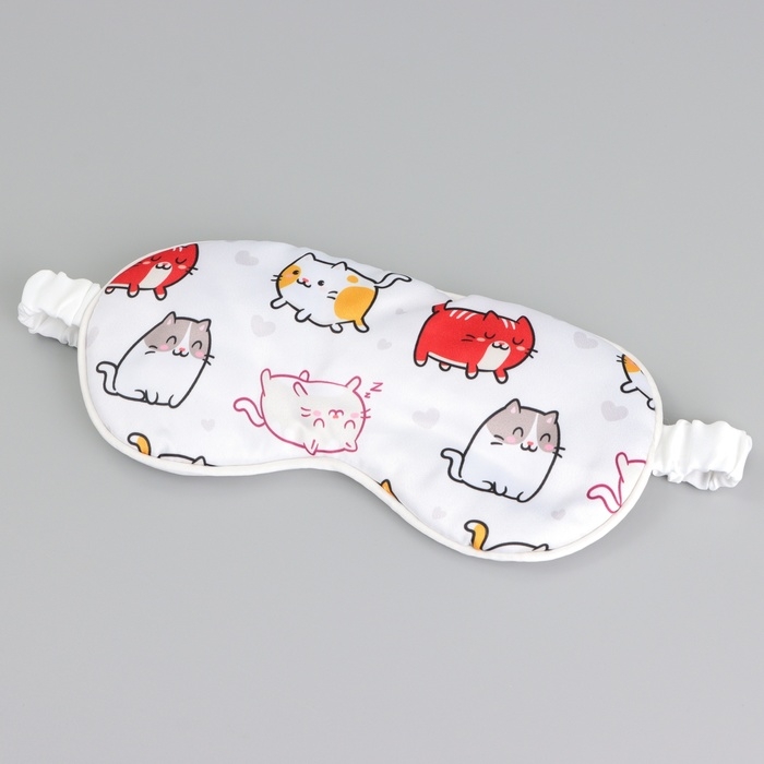 Маска шелковая для сна «Котички», 20 х 9 см, цвет белый Маска шелковая для сна «Котички», 20 х 9 см, цвет белый