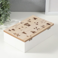 Шкатулка дерево с делениями "Лесные звери" 23х15х8,3 см