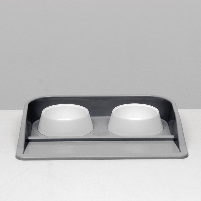 Миски с лотком Миски с лотком "Феликс" 0,3 л, 41 x 30 x 6 см, серый лоток, белые миски