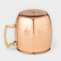 Кружка медная, 450 мл, d= 8 см, h=8,5 см, латунная ручка, с узором, 1 сорт