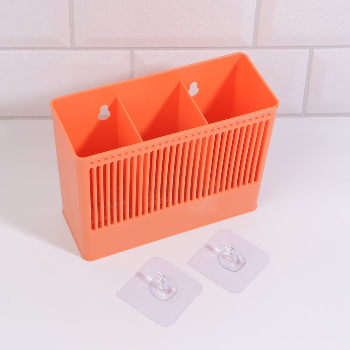 Органайзер для хранения &laquo;Classic&raquo;, навесной, 3 секции, с клеевой основой, 18,5 &times; 14,3 &times; 7,5 см, цвет МИКС