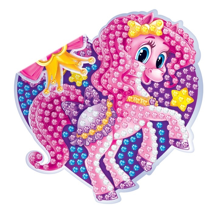 Алмазная мозаика наклейка для детей &laquo;Пони&raquo;, 10 х 10 см. Набор для творчества