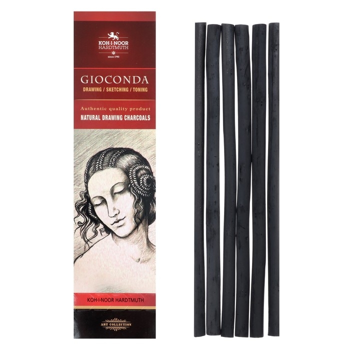 Набор угля художественного натурального Koh-I-Noor 8622, D=6-7 мм, L=170 мм, 6 штук в наборе Набор угля художественного натурального Koh-I-Noor 8622, D=6-7 мм, L=170 мм, 6 штук в наборе