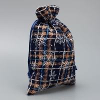 Мешочек подарочный холща &laquo;Новогодняя пора&raquo;, снежинки, 16 х 24 см +/- 1.5 см, Новый год