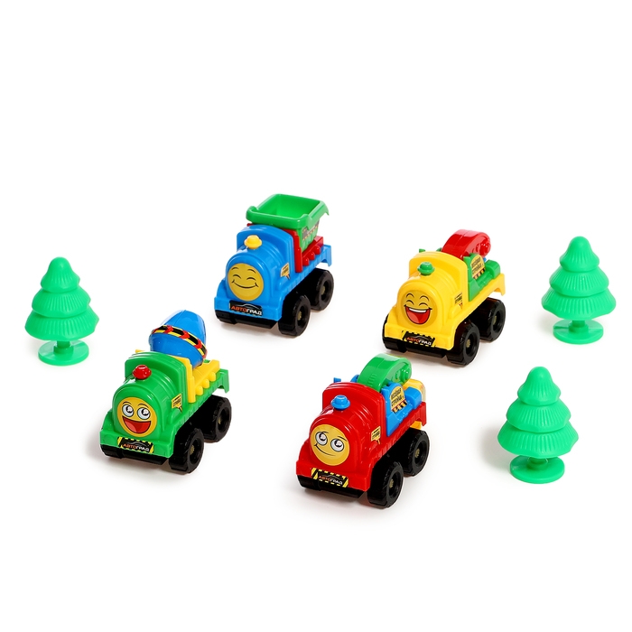 Набор машин «Весёлая стройка», инерционные, в наборе 4 шт., цвет МИКС Набор машин «Весёлая стройка», инерционные, в наборе 4 шт., цвет МИКС