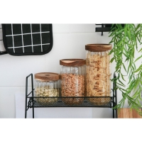 Банка стеклянная для хранения сыпучих продуктов Magistro &laquo;Дафна&raquo;, 400 мл, 9&times;10,5 см, с деревянной крышкой