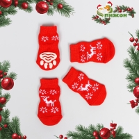 Носки нескользящие "Олени", L (3,5/5 * 8 см), набор 4 шт Носки нескользящие "Олени", L (3,5/5 * 8 см), набор 4 шт