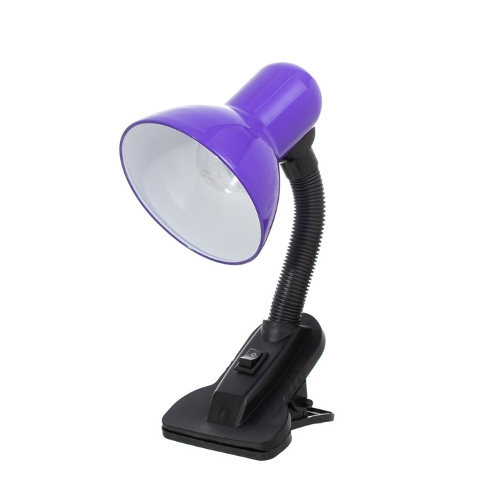 Лампа настольная Е27, с выкл. на зажиме (220В) фиолетовая (108В) Лампа настольная Е27, с выкл. на зажиме (220В) фиолетовая (108В)
