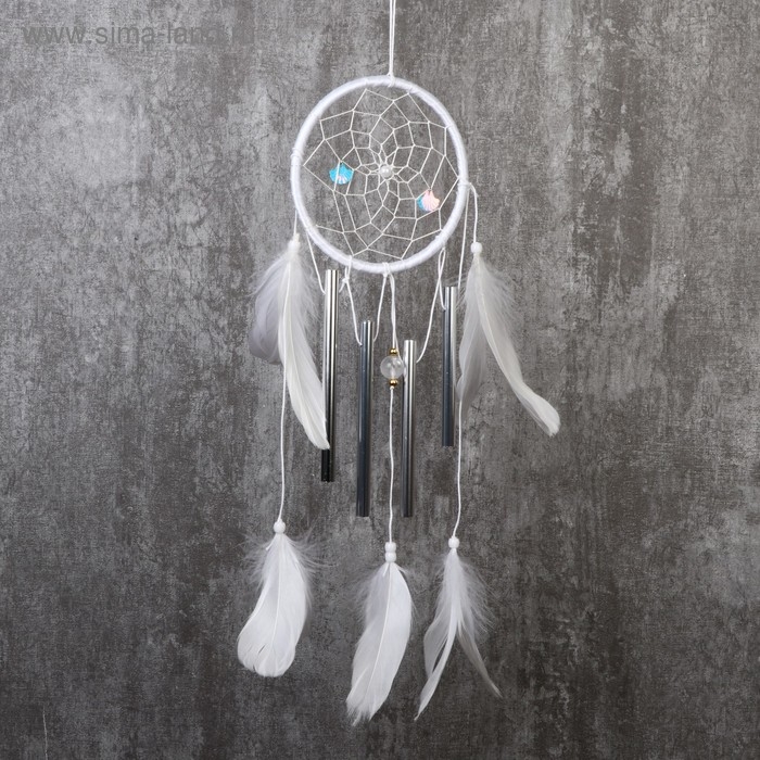 Ловец снов+музыка ветра 4 трубочки "Паутинка с звёздочками" d=13 см МИКС 47 см